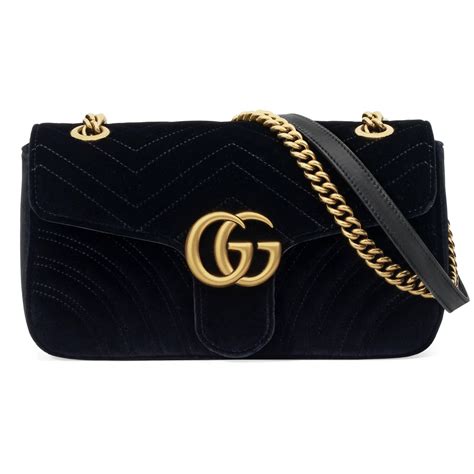 Gucci Gg Marmont Velvet Shoulder Bag In Black Lyst Australia