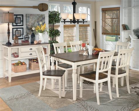 The rectangle dining table features a trestle style base, perfecting the rustic, farmhouse style. Signature Design by Ashley Whitesburg 7-Piece Rectangular ...