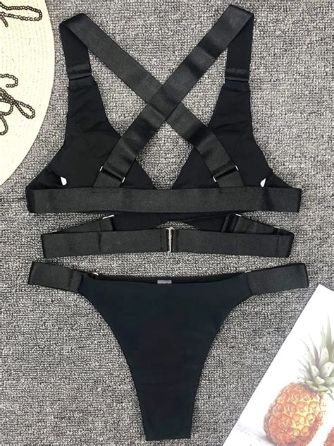Sexy Adjust Buckle Bandage Vevlet Bikini 2023 Women Swimsuit Female