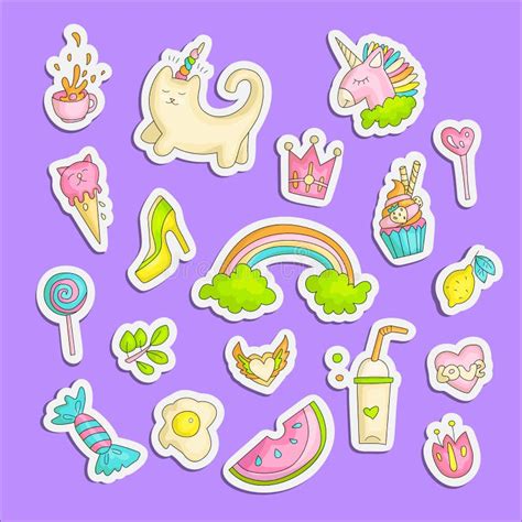 Cute Funny Girl Teenager Colored Stickers Set Fashion Cute Teen And