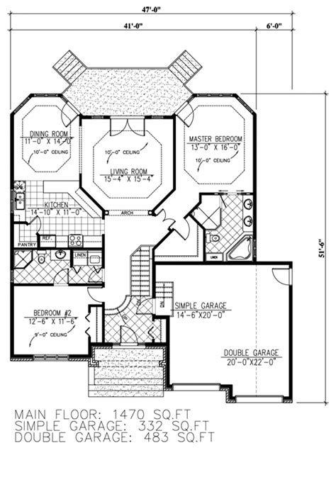 Modern Style House Plan 2 Beds 2 Baths 1470 Sqft Plan 138 374 Floor