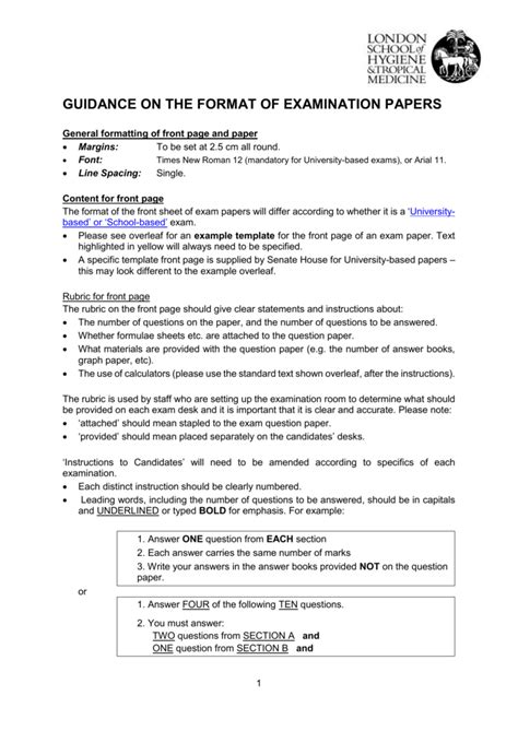 Bee 1 sample paper candidate.pdf. Guidance on the Format of Examination Papers