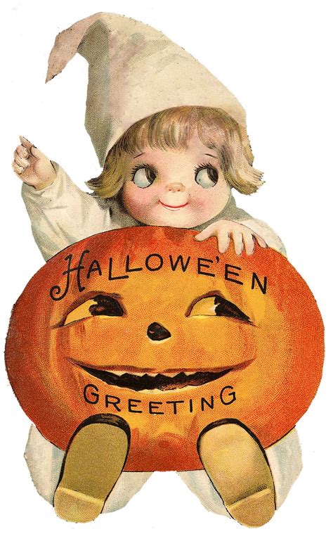 Vintage Halloween Clip Art Googly Eye Pumpkin Girl The Graphics Fairy