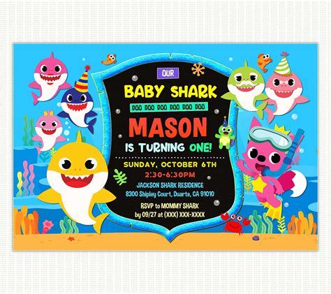 Baby Shark Birthday Invitation For Boy Perfect Party Prints