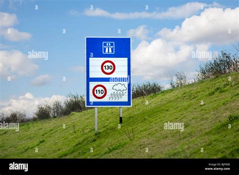 French Autoroute Motorway Speed Limit Sign Showing Weather Restrictions