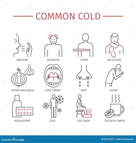 Common Cold Flu Season Symptoms Treatment Stock Illustration