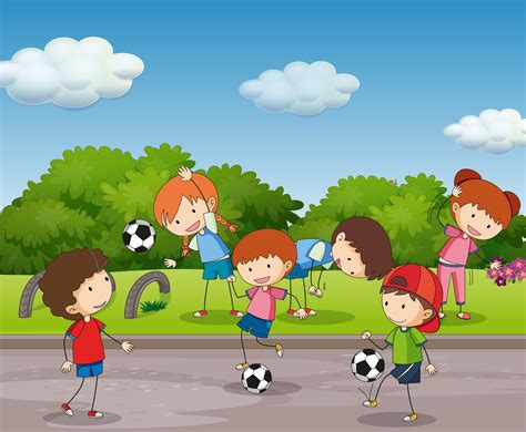 Many Kids Playing Football In The Garden 374284 Download