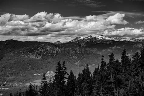 Black And White View Of Mountains Peaks In Whistler Stock Image Image