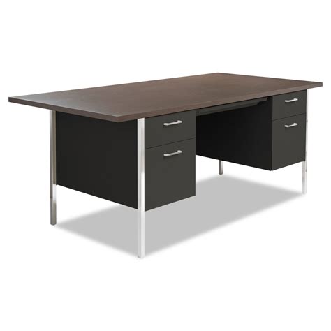 Alera Alesd7236bm Double Pedestal Steel Desk Metal Desk 72w X 36d X