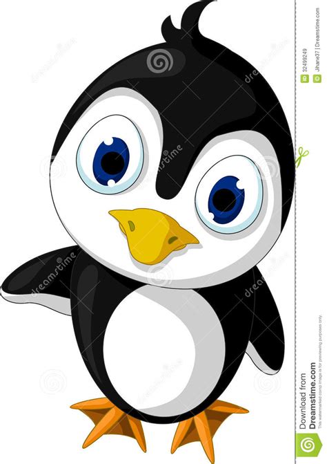Cute Baby Penguin Cartoon Posing Stock Illustration