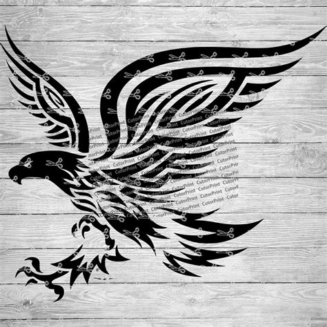 Flying Tribal Eagle 2 Svgeps And Png Files Digital Download Files For