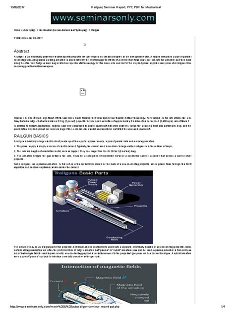 Both the ppt and mpd thrusters were flown in space, though only ppt's were. Railgun _ Seminar Report, PPT, PDF for Mechanical ...