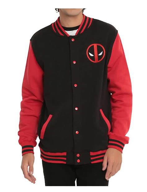 Deadpool Varsity Jacket Red And Black Letterman Style