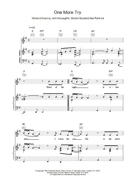 One More Try Sheet Music 911 Piano Vocal And Guitar Chords