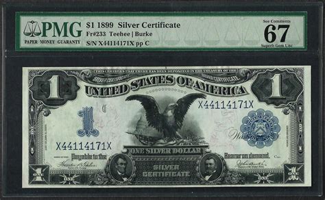 1899 1 Black Eagle Silver Certificate Note Fr233 Pmg Superb Gem Unc