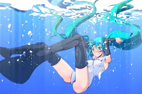 Hatsune Miku Swimsuit Ueda Sanagi Underwater Vocaloid Water Konachan Net Konachan Com Anime