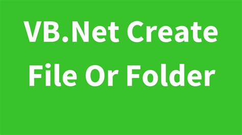 VB.Net - Create File And Directory - C#, JAVA,PHP, Programming ,Source Code