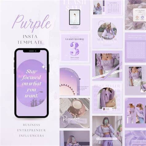 Purple Instagram Template Minimalist Instagram Post Template Etsy