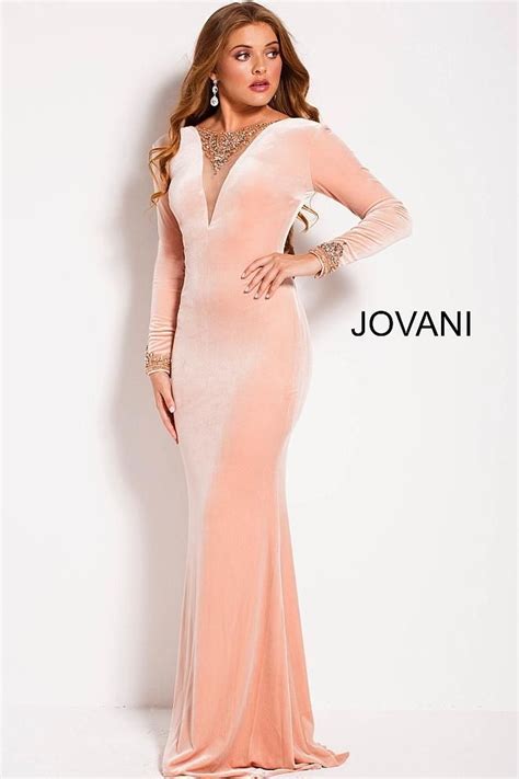 Jovani 52137 Velvet Gown Prom Dresses Long With Sleeves Ball Dresses