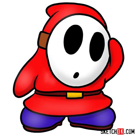 How To Draw Shy Guy Super Mario Sketchok Step By Step Drawing