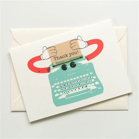 ✓ free for commercial use ✓ high quality images. typewriter robot thank you card set of eight by ruka-ruka | notonthehighstreet.com