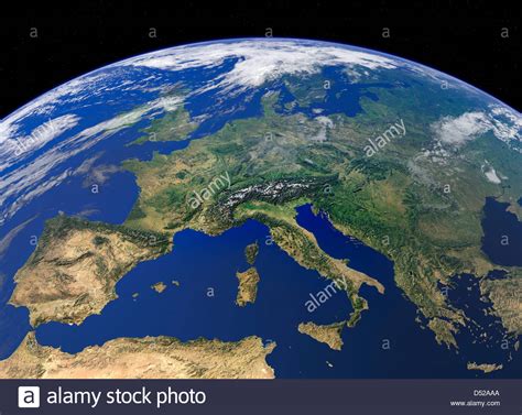 Earth View From Space Europe Stock Photo Alamy