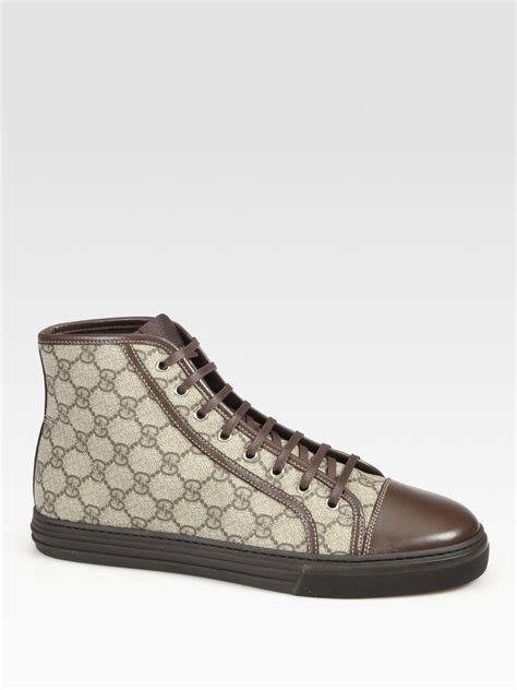 Gucci California High Top Lace Up Sneakers In Cocoa Brown For Men Lyst