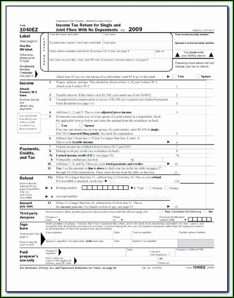 Income Tax Forms 1040ez Form Resume Examples Mx2wb5jv6e