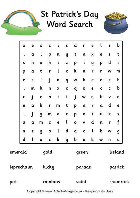 Check spelling or type a new query. St patricks day_word_search_medium