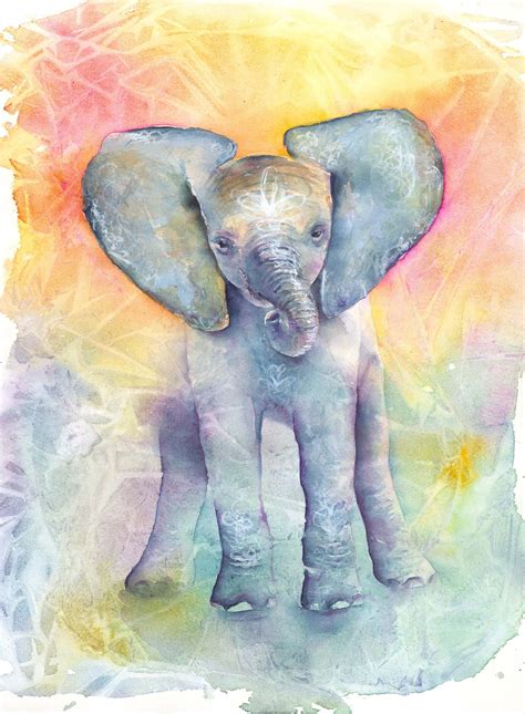 Baby Elephant Art Print Elephant Art Elephant Watercolor Art