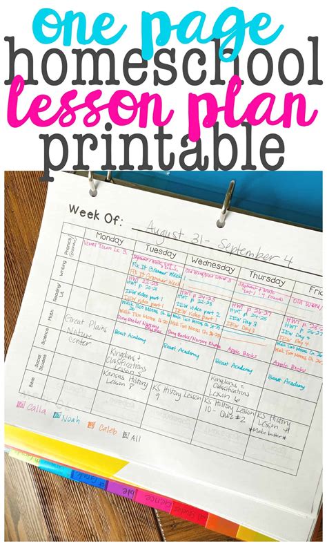 Homeschool Lesson Plan Template Free Free Printable Templates