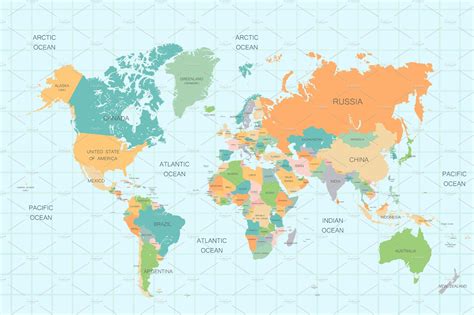 World Map Color Separated Country World Map Map Poster