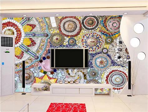 European Mosaic Art Tiles 3d Room Wallpaper Custom