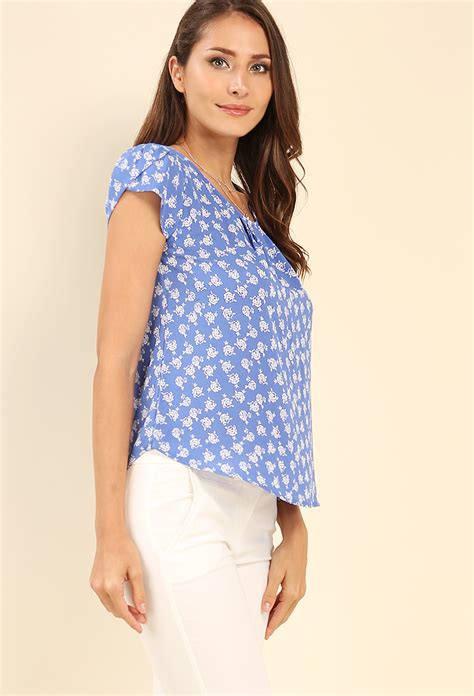 Cap Sleeved Floral Print Top Shop Whats New At Papaya Clothing