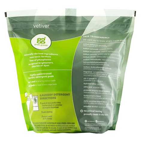 Keep out of the reach of children. Grab Green, 3 in 1 Laundry Detergent Pods, Vetiver,132 ...