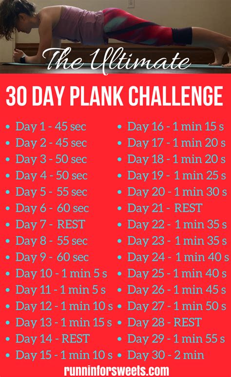 The Ultimate 30 Day Plank Challenge Free Printable Chart For Beginners