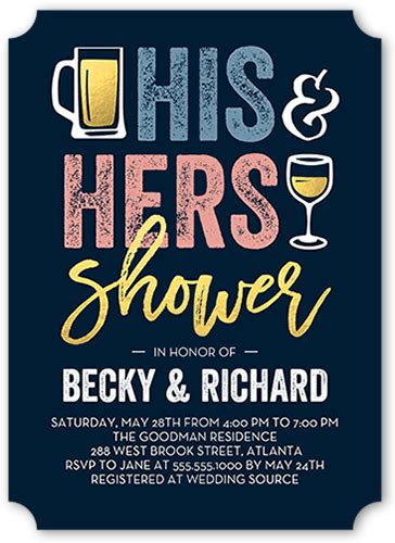 His And Hers Shower 5x7 Bridal Shower Invitations Shutterfly