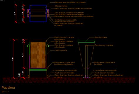 Trash Bin Stainless Steel Dwg Block For Autocad Designs Cad
