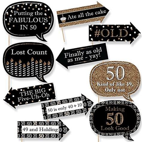 Buy Funny Adult 50th Birthday Gold Birthday Party Photo Booth Props