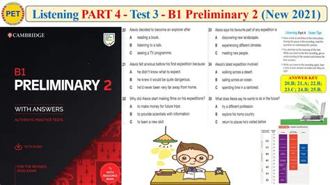 B1 Preliminary 2 Listening Part 4 Test 3 New 2021 Transcript