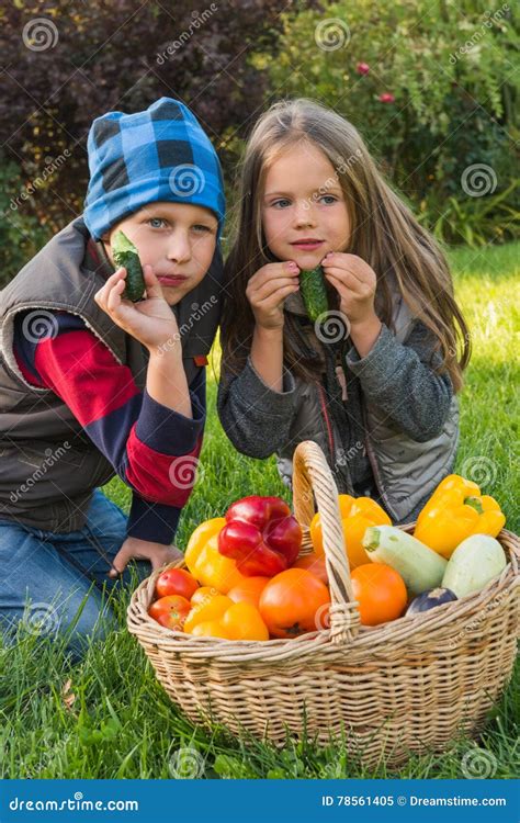 Children Play In The Garden On The Grass Stock Image Image Of Street