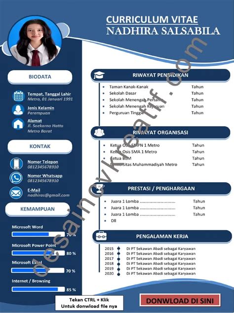 Ada banyak template curriculum vitae gratis yang tersedia di internet, anda tinggal pilih yang tepat dan paling cocok untuk anda. Pin by Desain CV Kreatif on Cv words in 2020 | Cv words ...