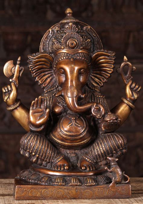 Brass Ganesh Statue With Large Ruffled Ears 18 72bs38z Hindu Gods
