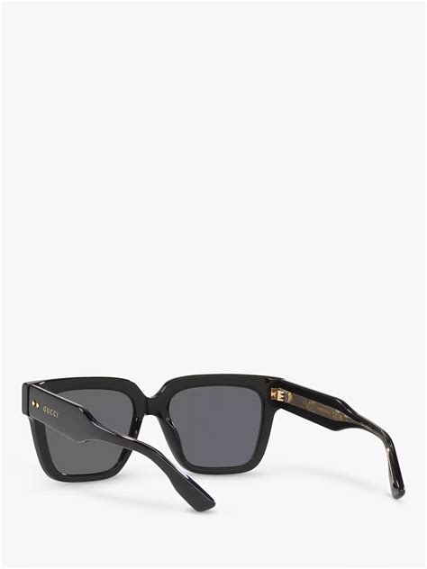 Gucci Gg1084s Unisex Rectangular Sunglasses Black Grey At John Lewis And Partners