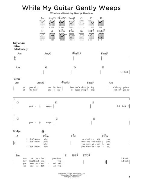 While My Guitar Gently Weeps Sheet Music The Beatles Guitar Rhythm Tab