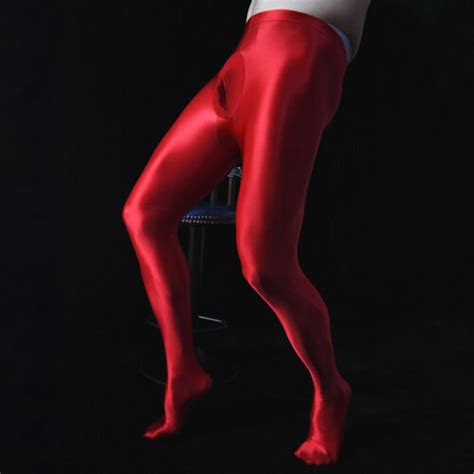 Men Sexy Oil Shiny Stockings Glossy Seamless Pantyhose Sheath Tight Stocking New Ebay