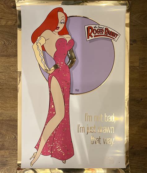 Rare Mylar And Gold Leaf Style E Of Jessica Rabbit With The Tag Line Im