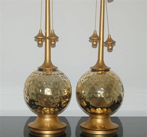 Pair Of Vintage Mercury Glass Lamps In Champagne Swank Lighting