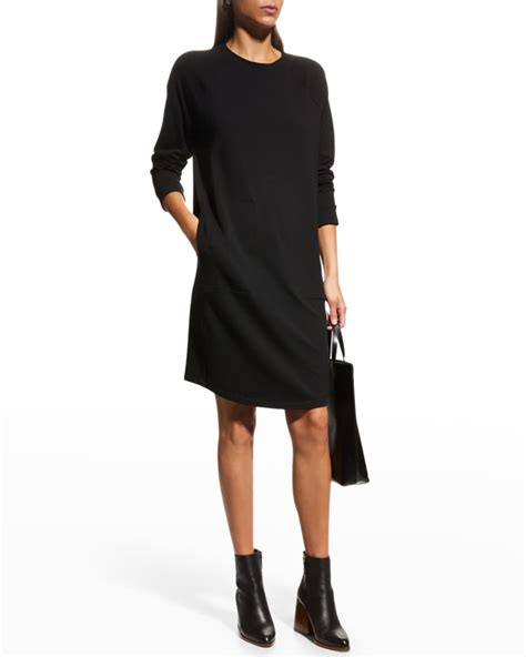 Eileen Fisher Raglan Sleeve Crewneck Jersey Dress Neiman Marcus