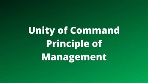 Unity Of Command Principle Of Management Explained